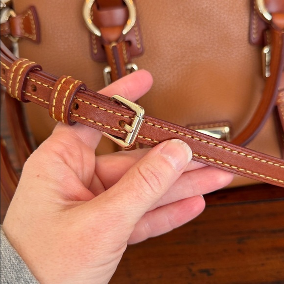 Dooney & Bourke Bristol Caramel Leather Satchel With Detachable Strap. - Picture 5 of 17